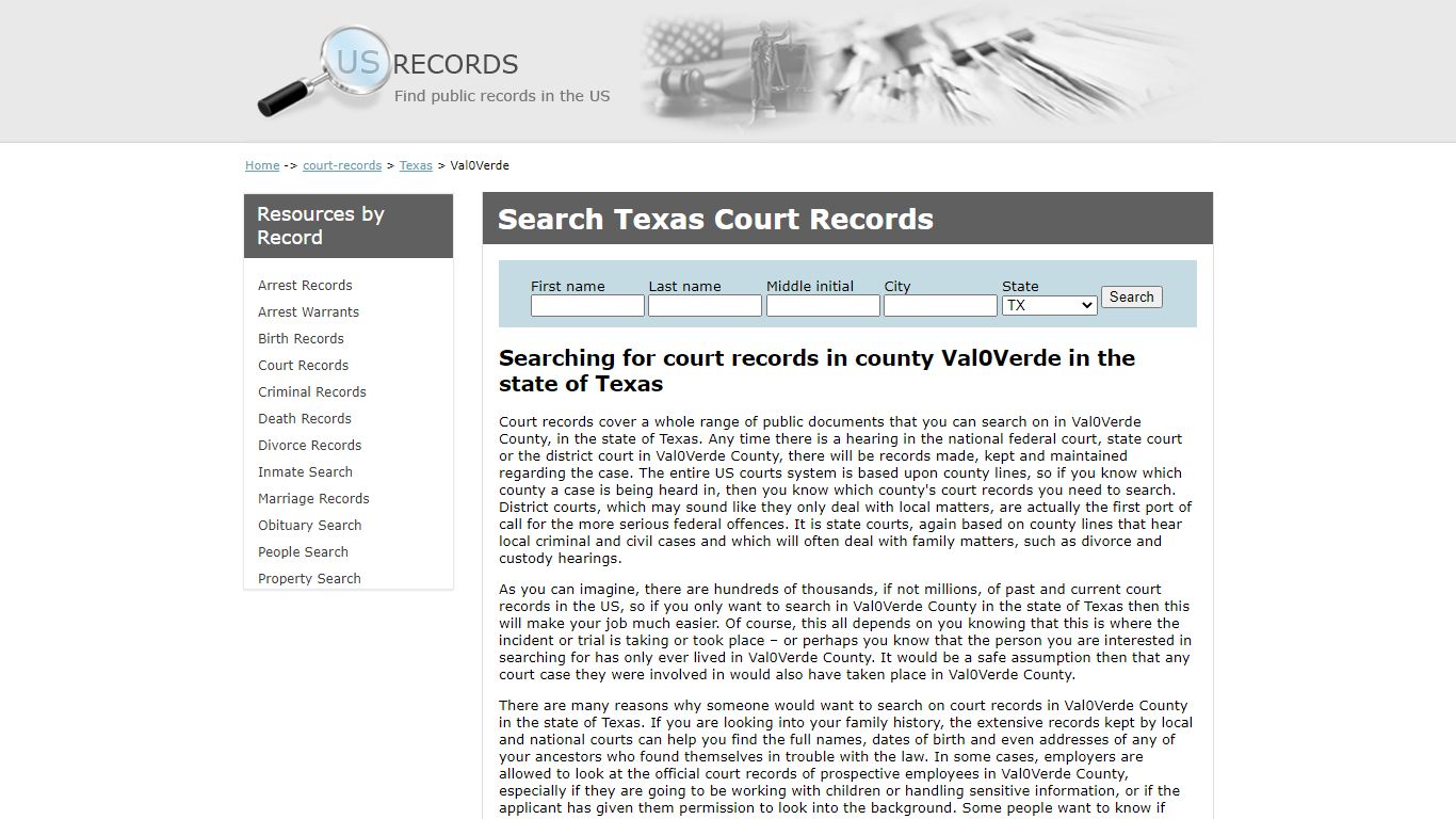 Search Court Records Val Verde Texas | US Records