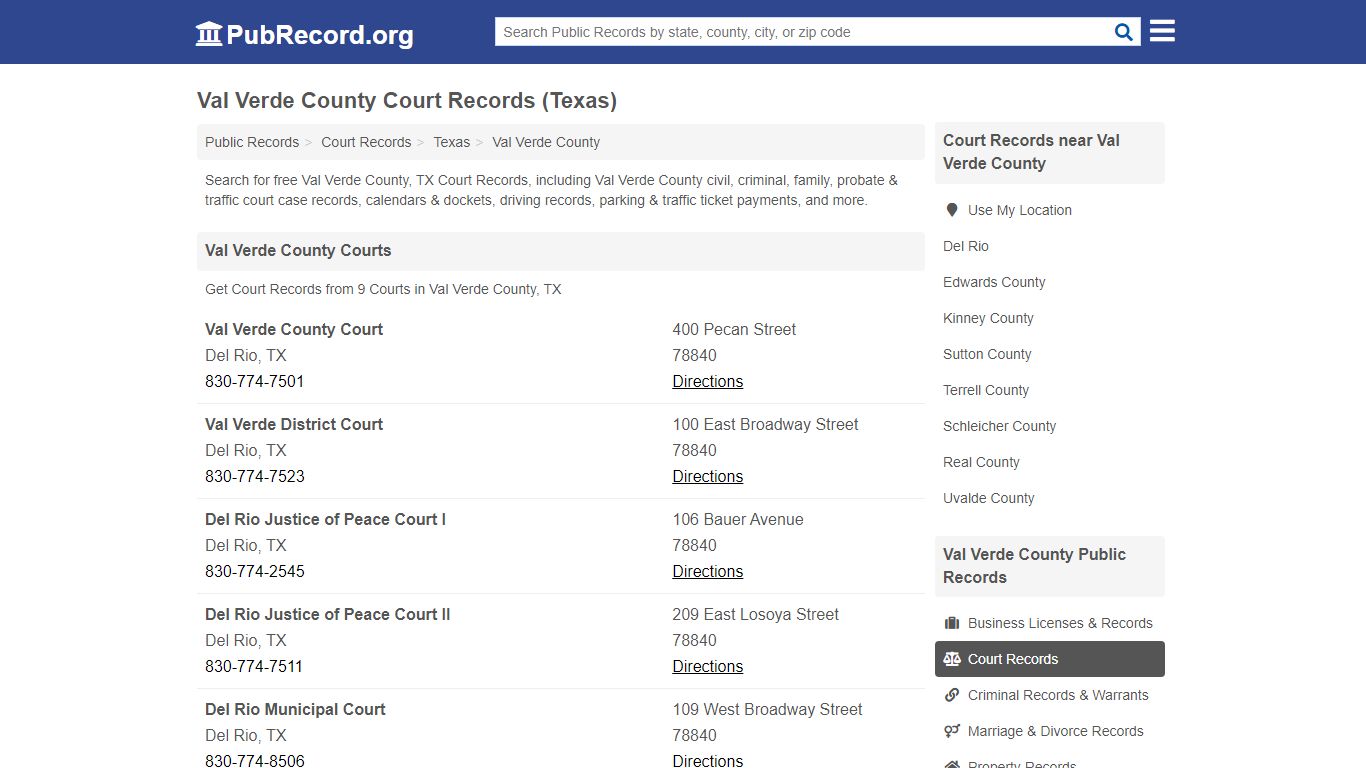 Free Val Verde County Court Records (Texas Court Records) - PubRecord.org