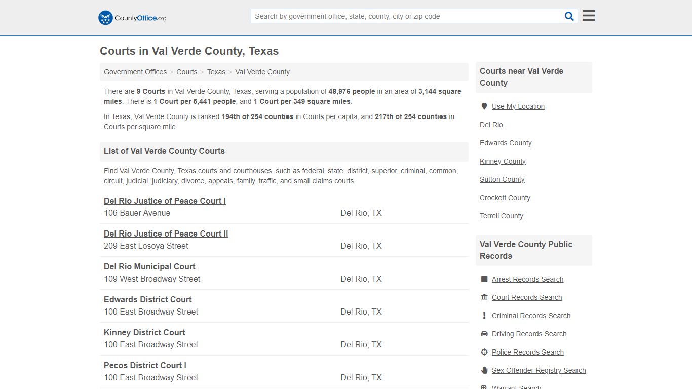 Courts - Val Verde County, TX (Court Records & Calendars)