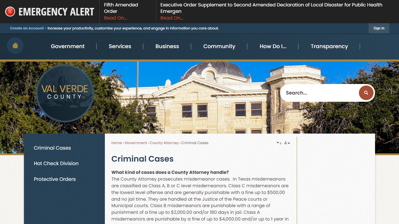 Criminal Cases | Val Verde County, TX